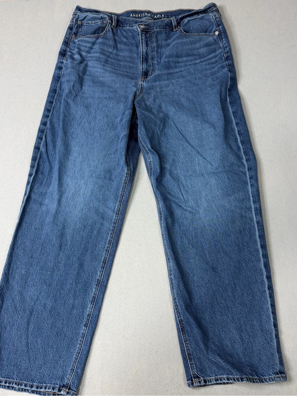 American Eagle Super High Rise Baggy Straight Crossover Jeans Size 18 Strigid